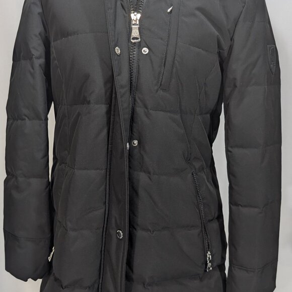 Vince Camuto Black Long Down Puffer Coat Faux Fur Hood Womens M NWT - Picture 13 of 14